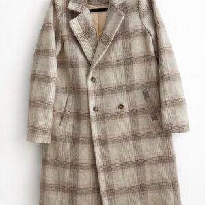 Plaid Wool Blend Overcoat